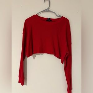 Forever 21 Red Cropped Long Sleeve